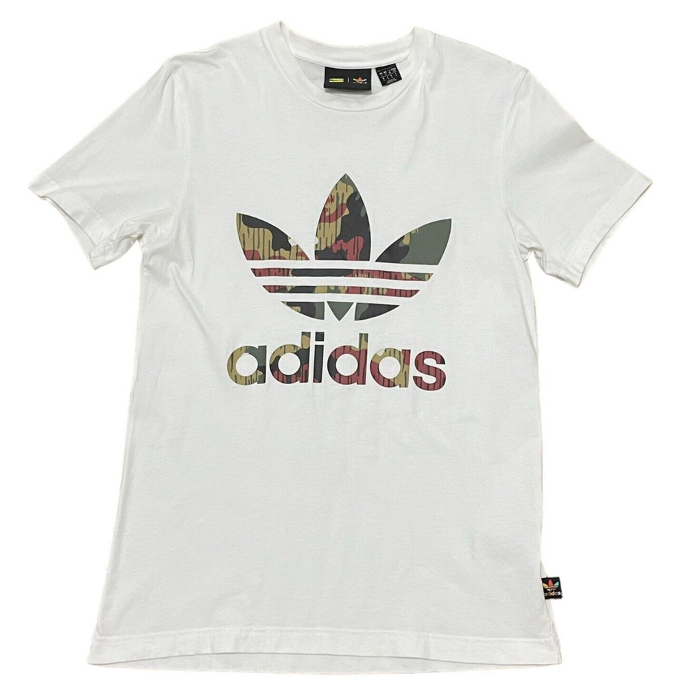 Adidas Hu Hiking Short Sleeve T Shirt White Camo Trefoil Pharrell Williams Small